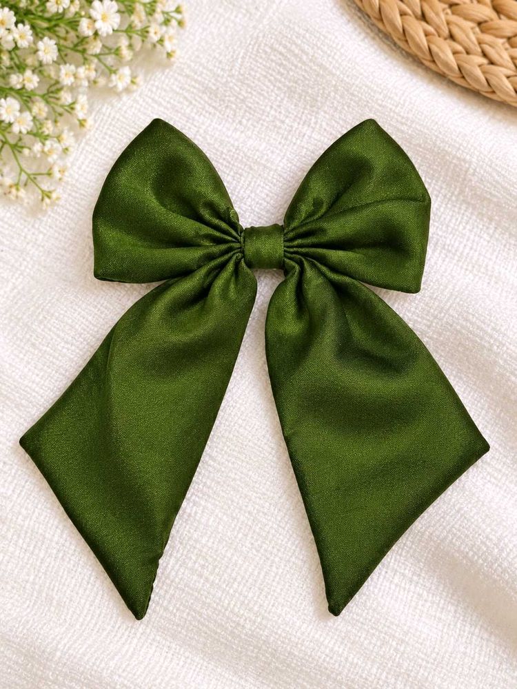 Stylish Green Silk Bow Hair Clip
