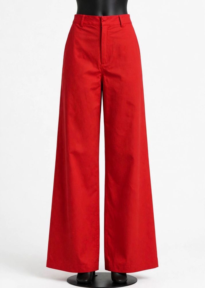 Chic Red Wide-Leg Pants