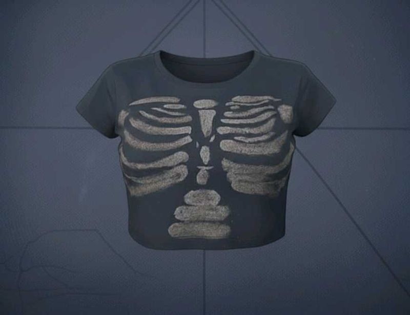Skeleton Graphic Tee goth look(Handmade)