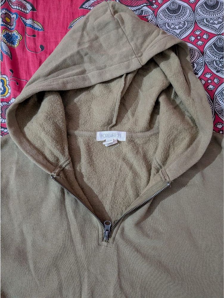 Cozy Cropped Khaki Hoodie