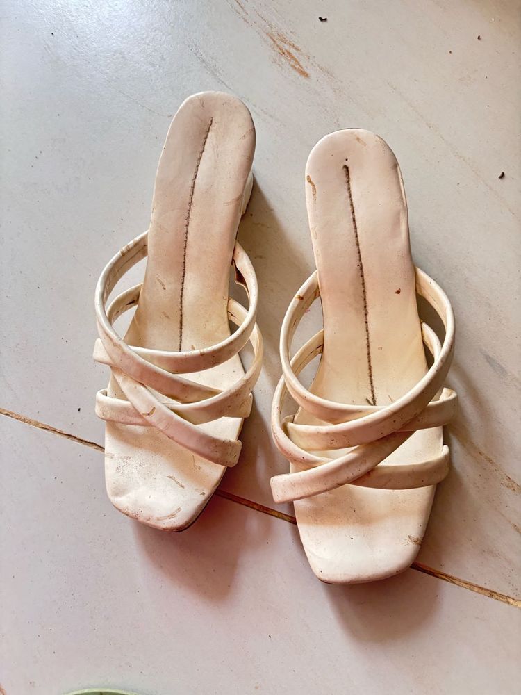 Stylish Cream Strappy Heels