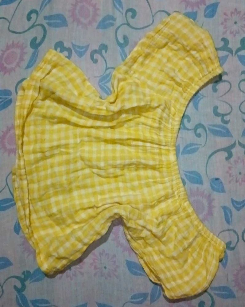 Cute Yellow Gingham Off-Shoulder Top