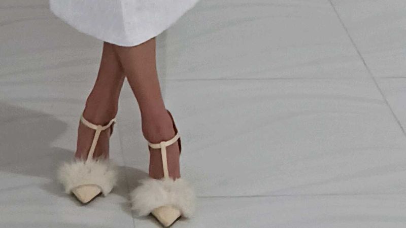 Cream Fur Trimmed Heels