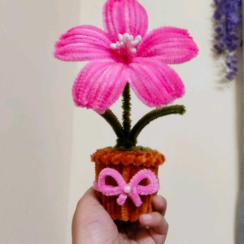 Pink Chenille Flower Decoration