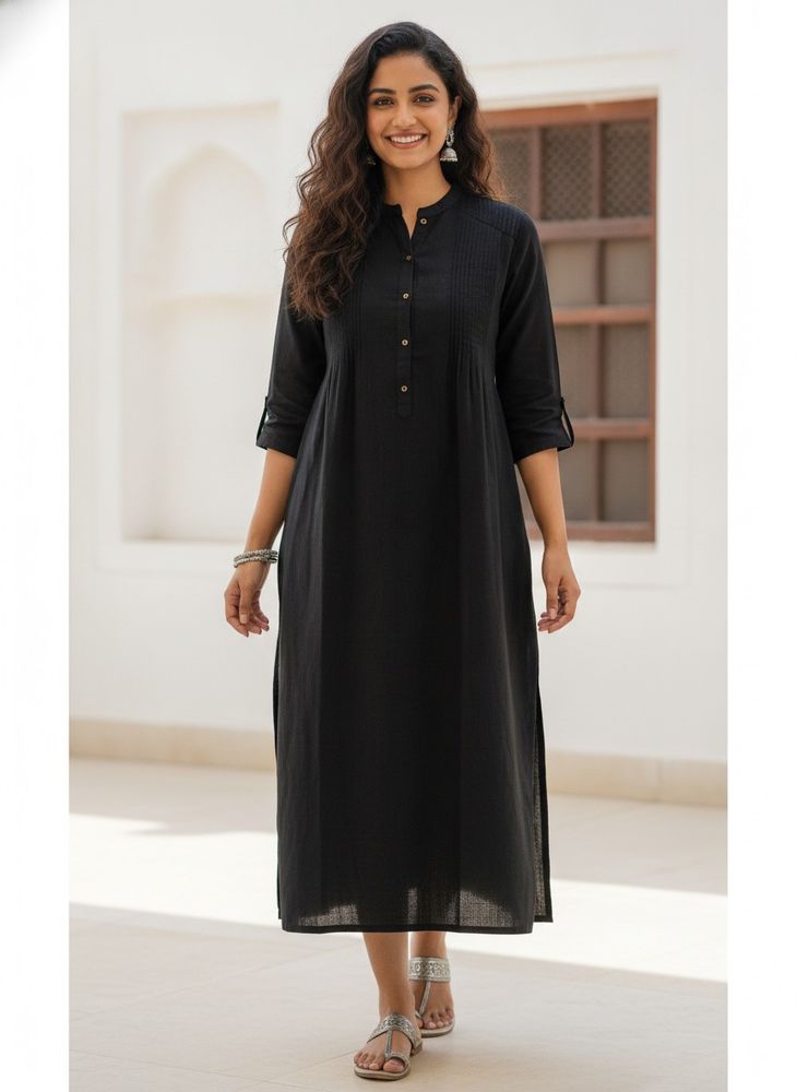 cotton Black Kurta