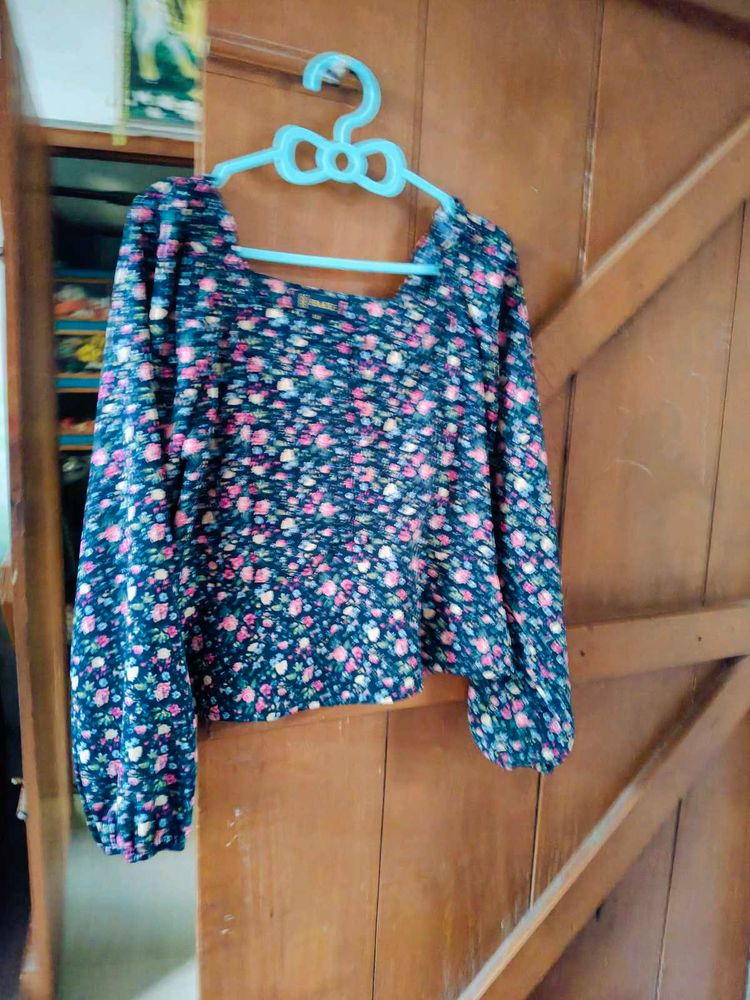 Floral Print Square Neck Top
