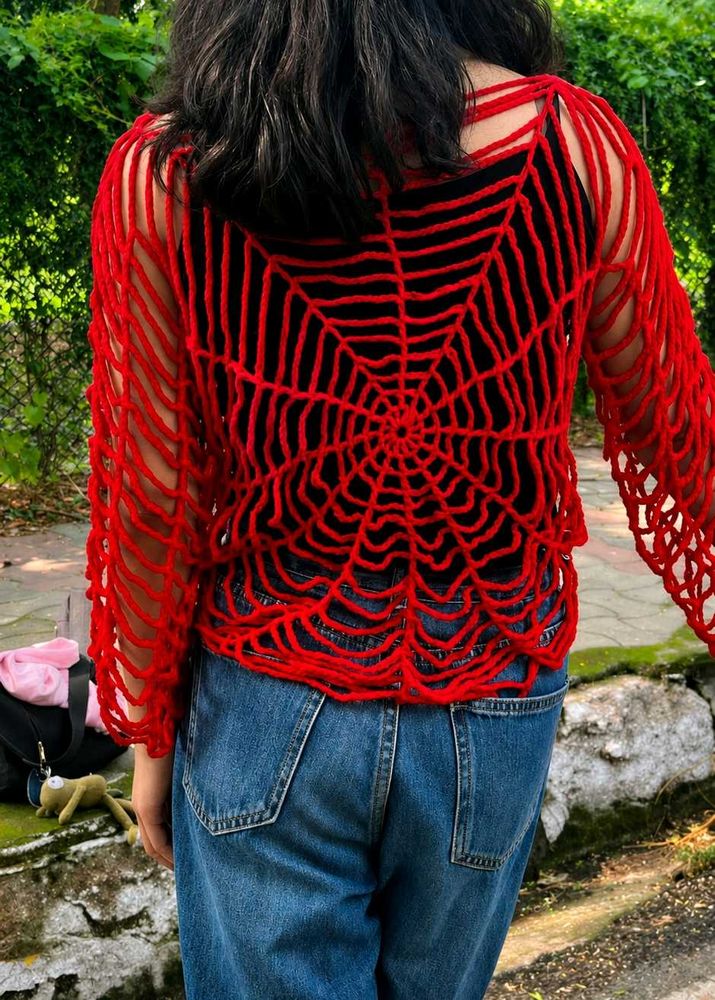 viral crochet spider web top