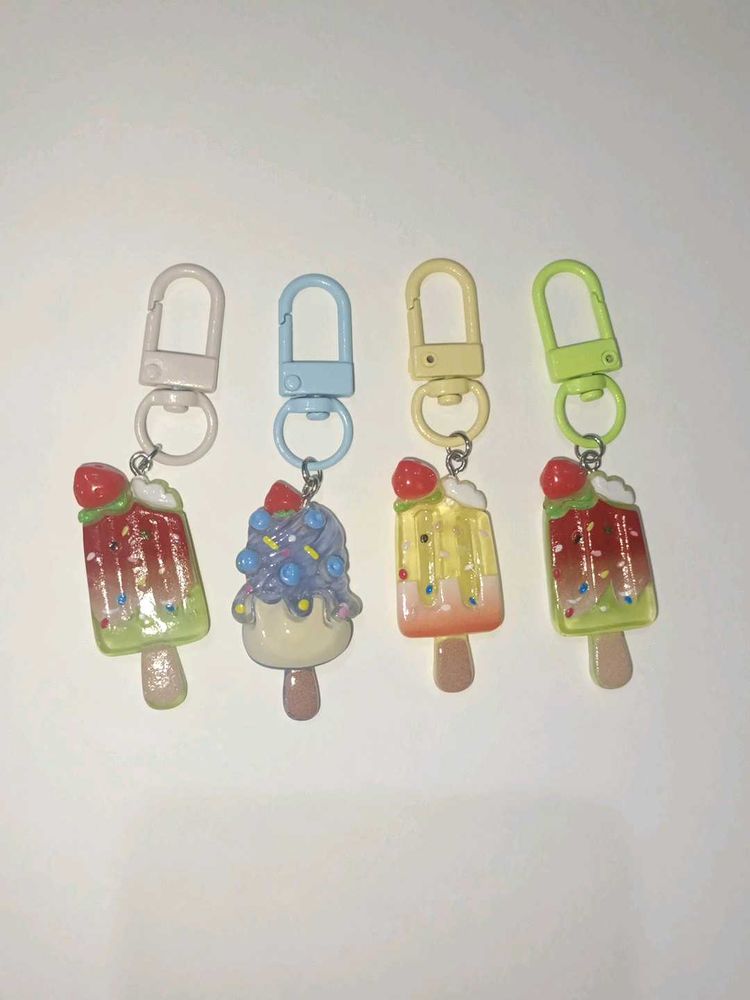 Cute Ice Cream Keychain Set