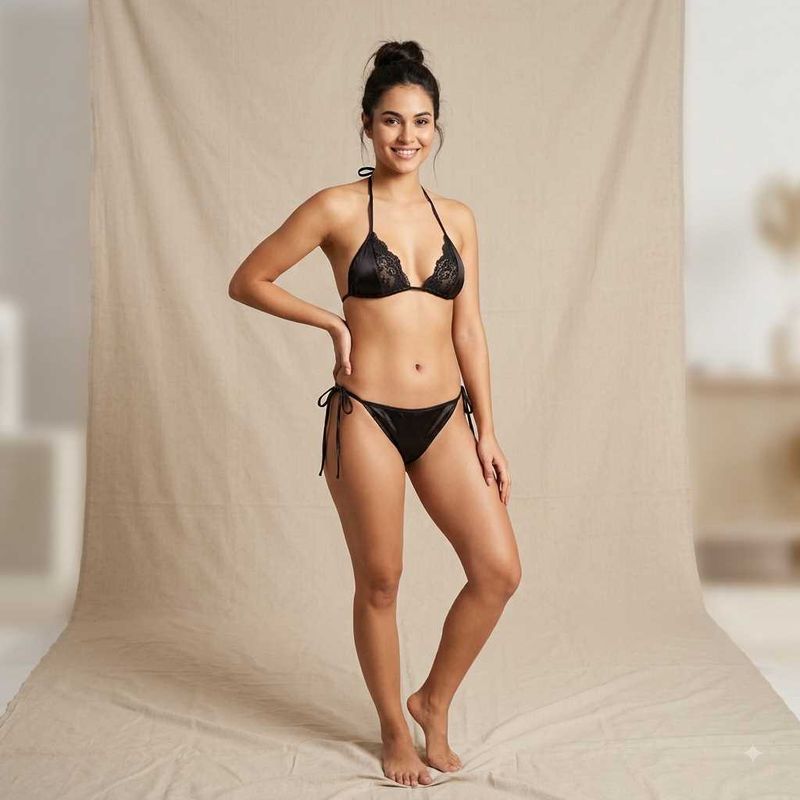 Lace Trim Bikini Set