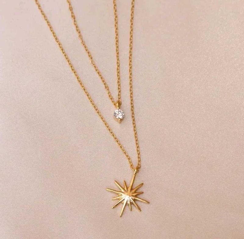 Anti Tarnish Layered Starburst Crystal Necklace