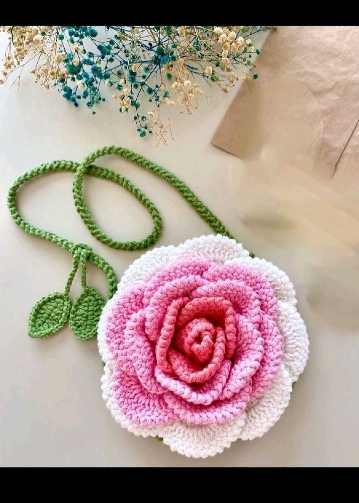 Crochet Rose Crossbody Bag