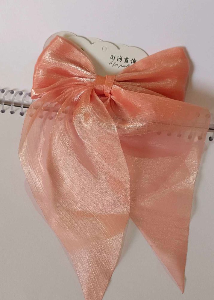 Elegant Peach Bow Hair Clip
