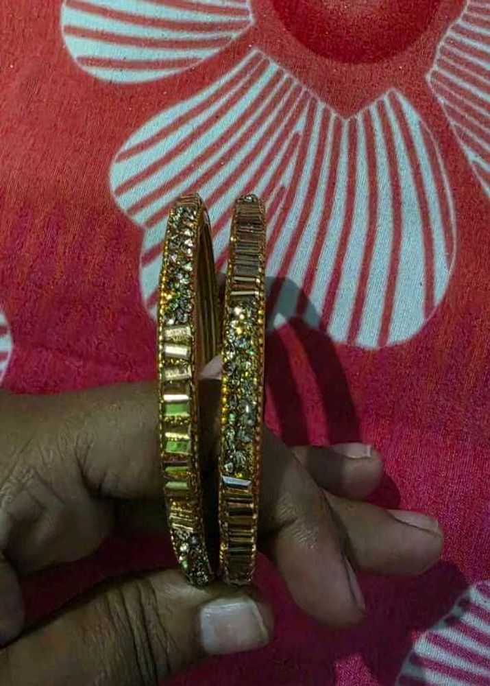 Elegant Gold Bangles with Rhinestones
