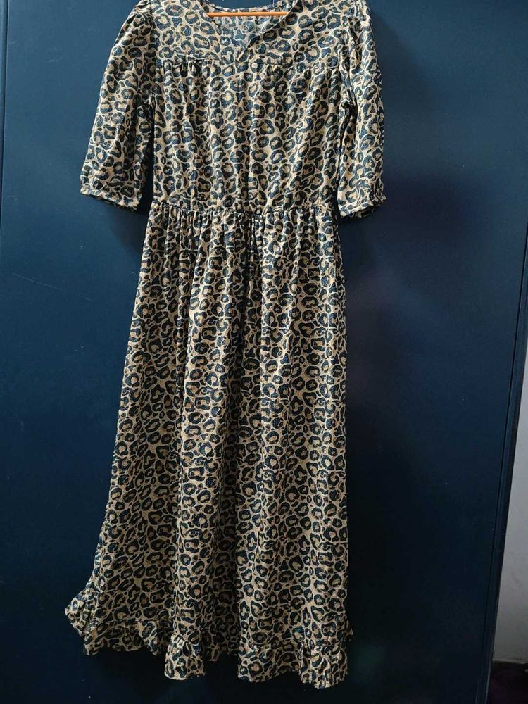 Leopard Print Maxi Dress, size l -xl