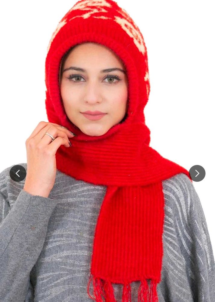 Cozy Red Hooded Scarf Set
