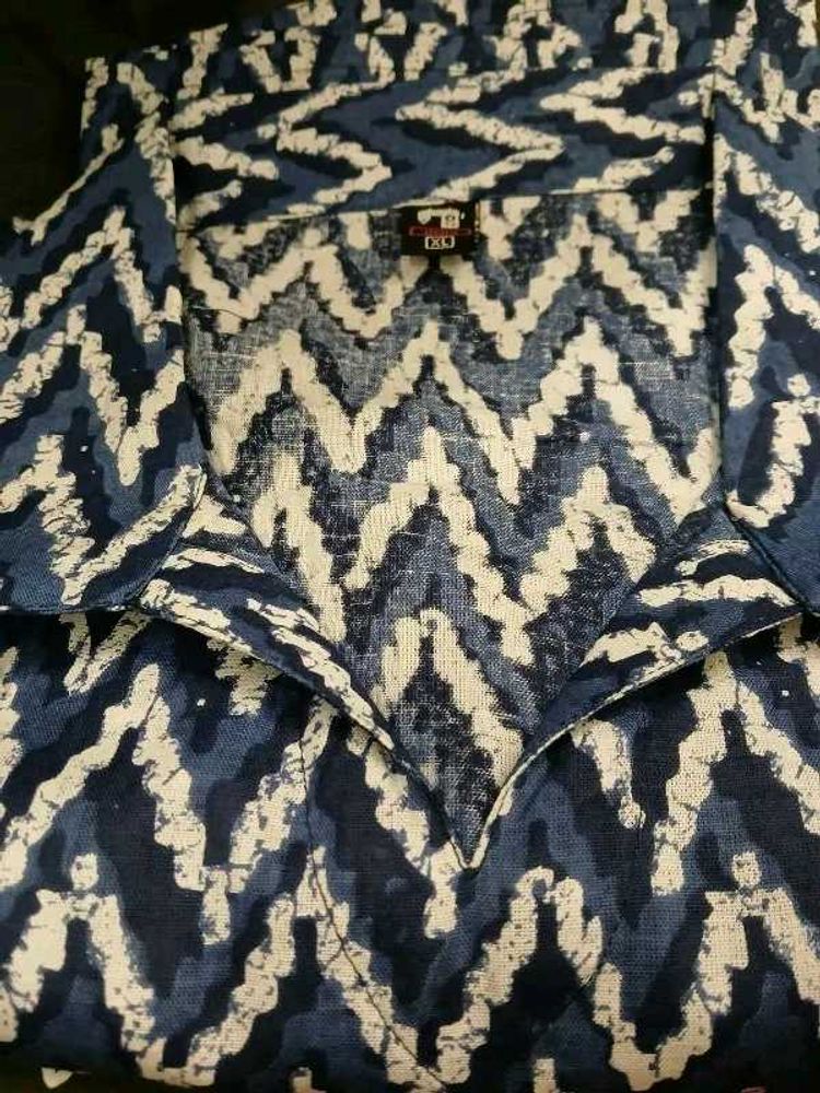 New Stylish Blue Zigzag Print Kurta