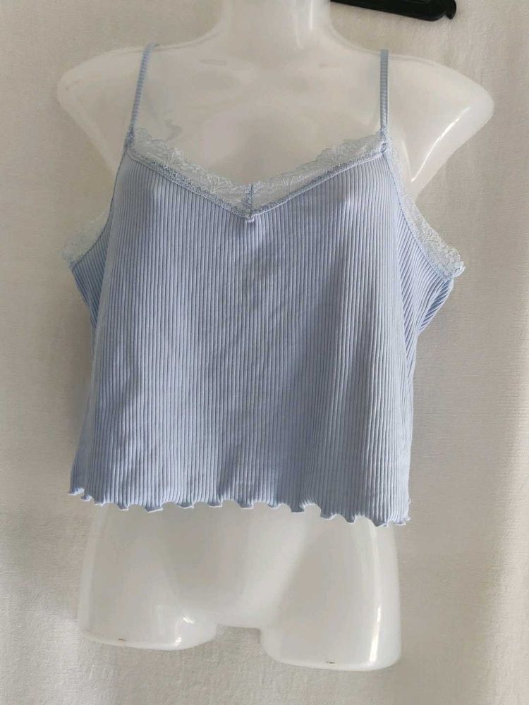 primark Cute Blue Ribbed Cami Top