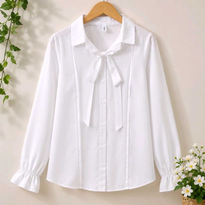 Elegant White Bow Blouse