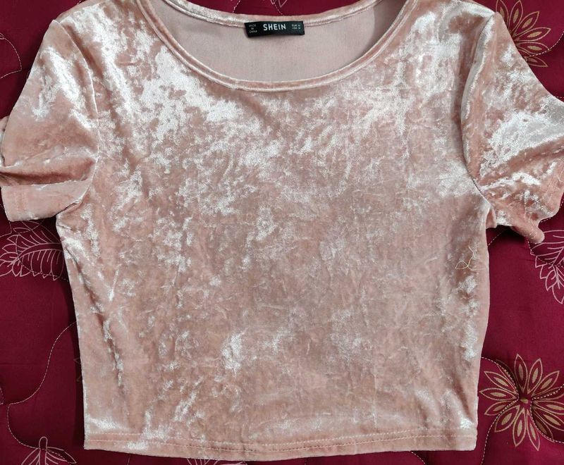 Peach Velvet Crop Top