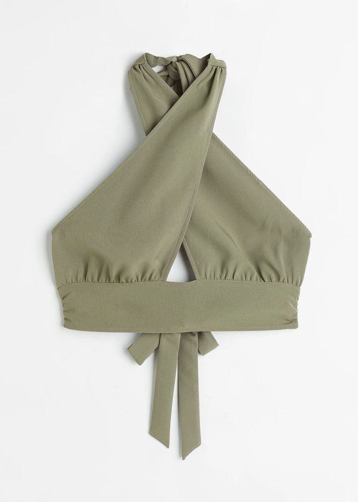 H&amp;M Olive Green Halter Neck Top
