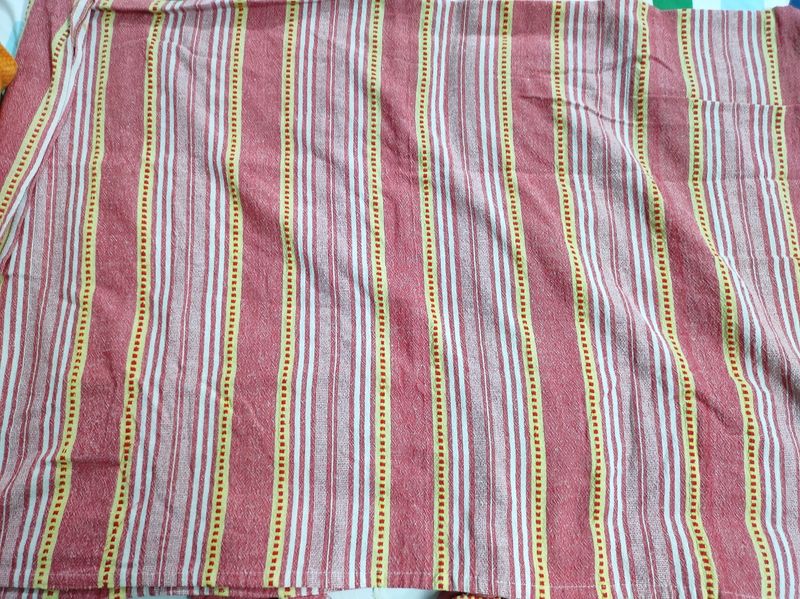 3 Peach-pink Cotton Window Curtains
