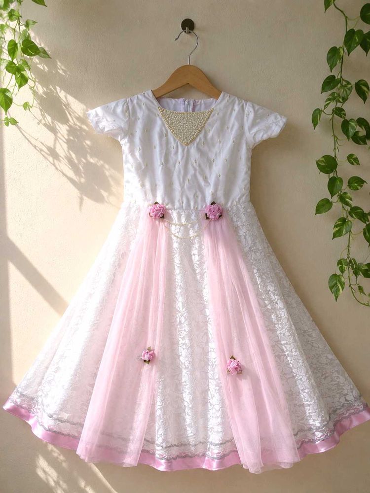 White &amp; Pink Party Dress