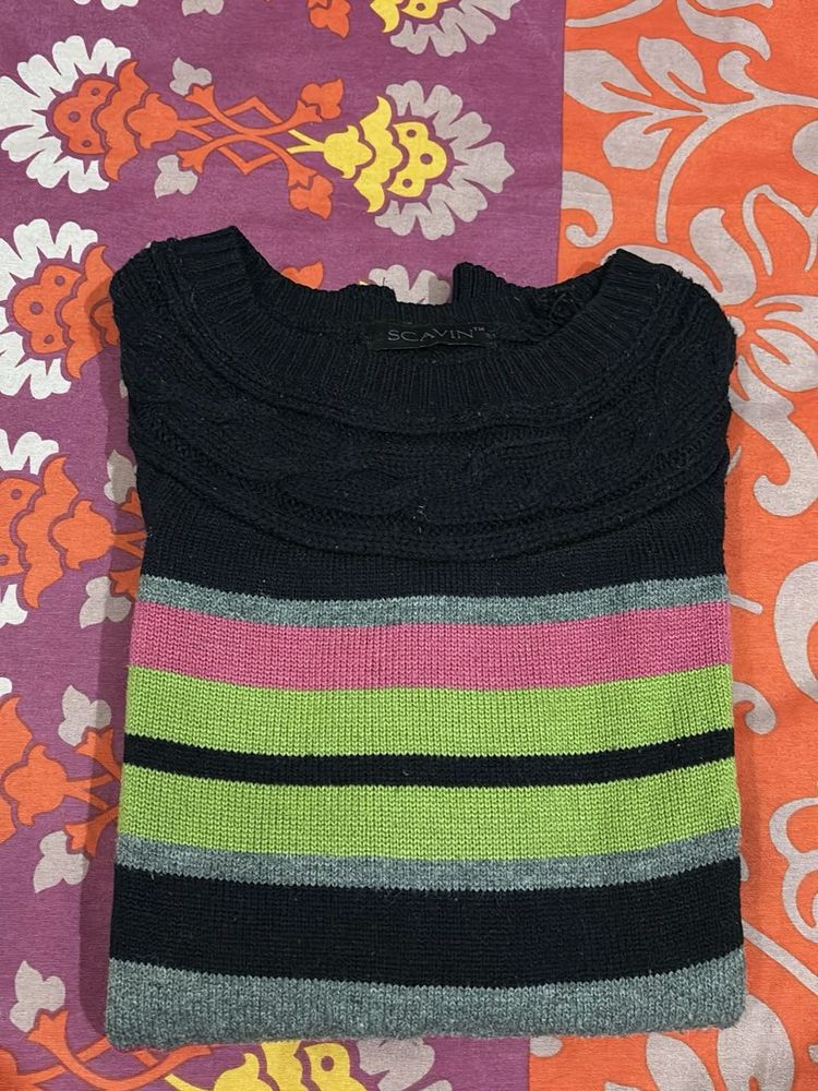 Striped Knit Pullover Sweater