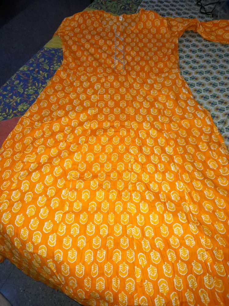 Orange Printed Kurta