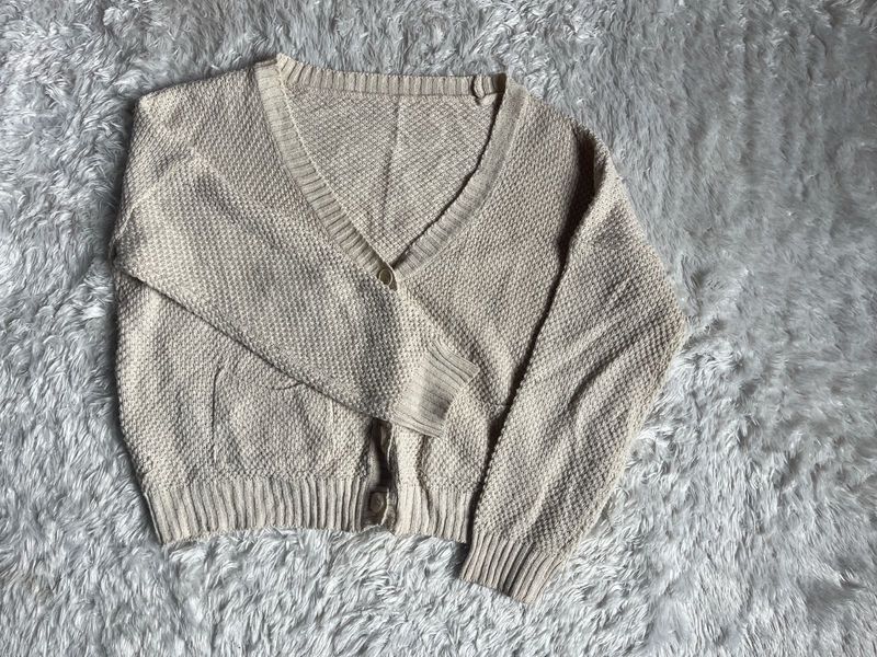 Cozy Beige Knit Cardigan