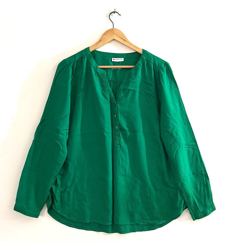 Dark Green Solid Kurta Style Top (Women)