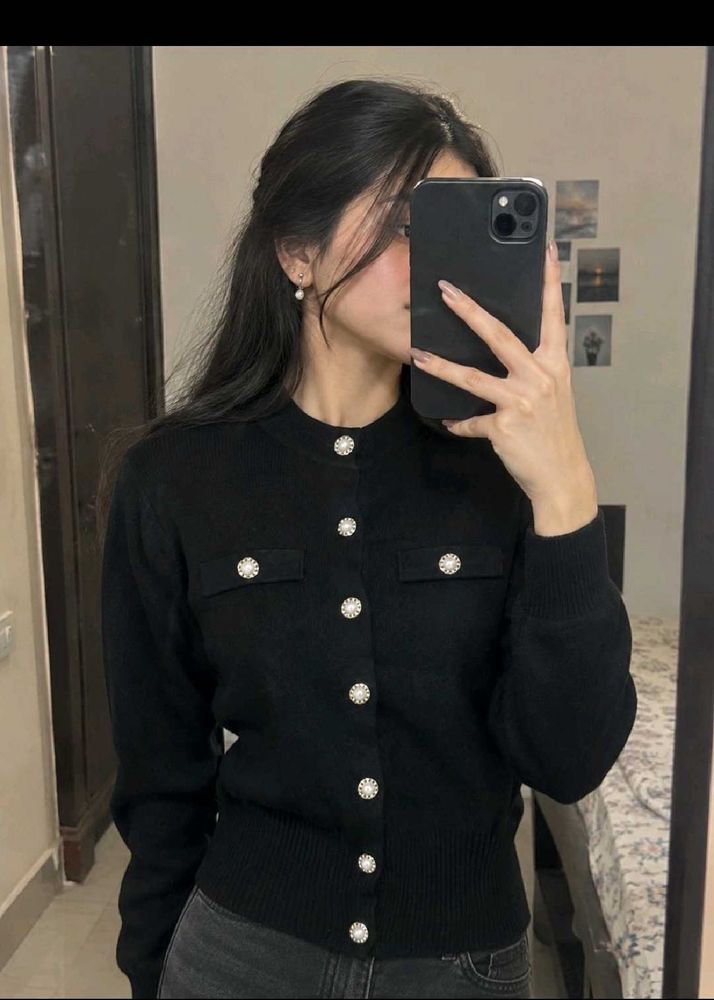 Black Button-Up Cardigan