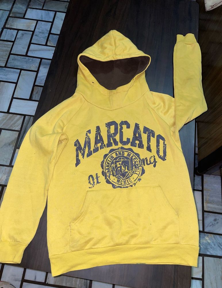 Marcato Yellow Hoodie with a ink spot