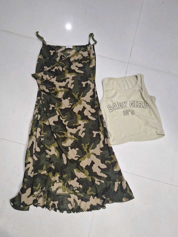 Camo Print Dress &amp; Baby Girl Top