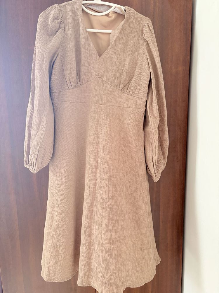 Elegant Beige Textured Dress