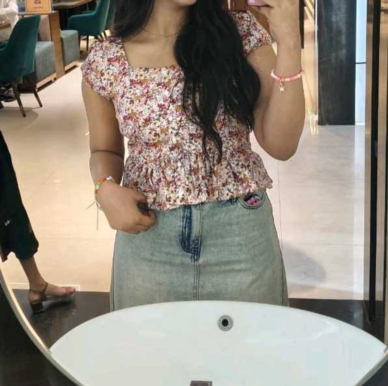 Floral Smocked Square Neck Peplum Top