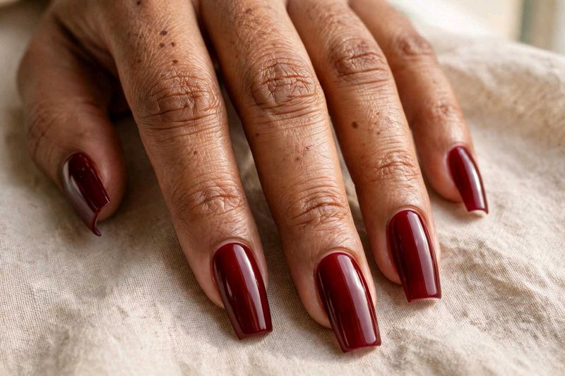 Deep Burgundy Gel Nails