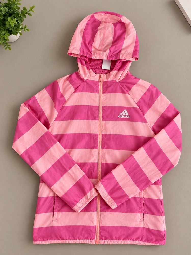 Adidas Pink Stripe Hooded Jacket