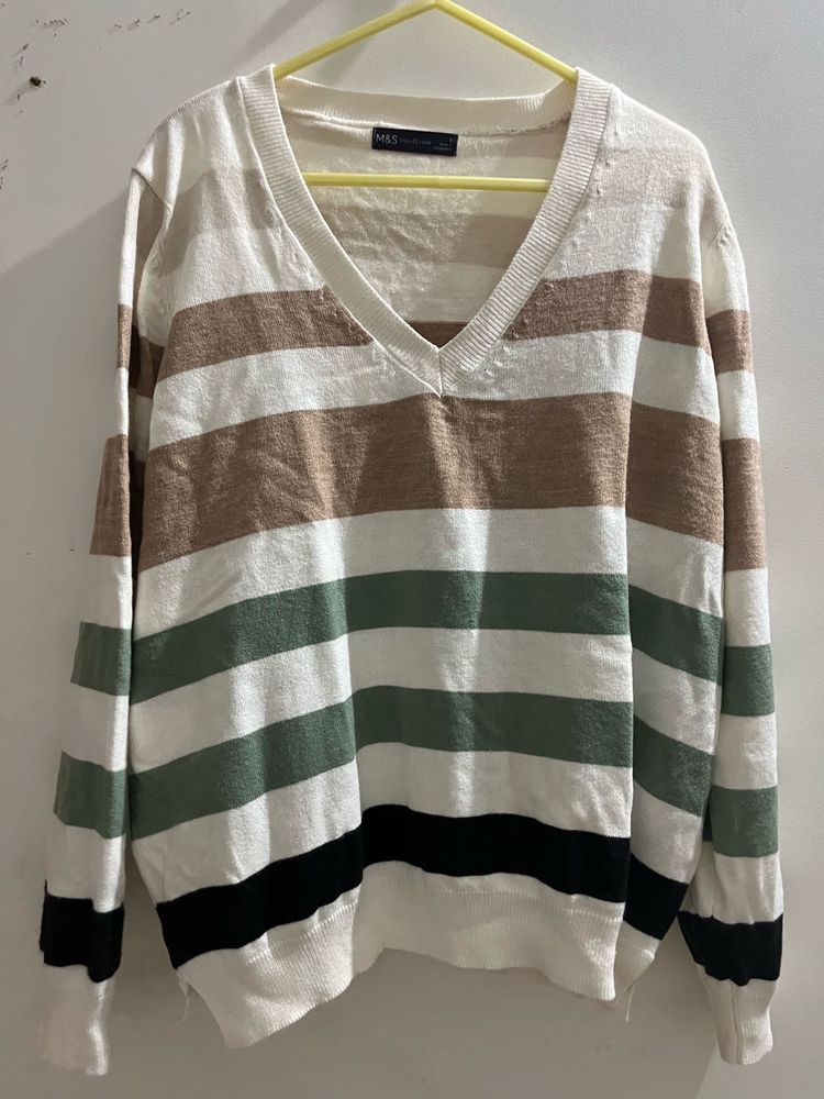 Striped V-Neck Regular Sweater
