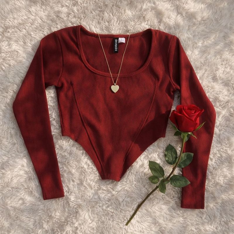 Burgundy Long Sleeve Bodysuit