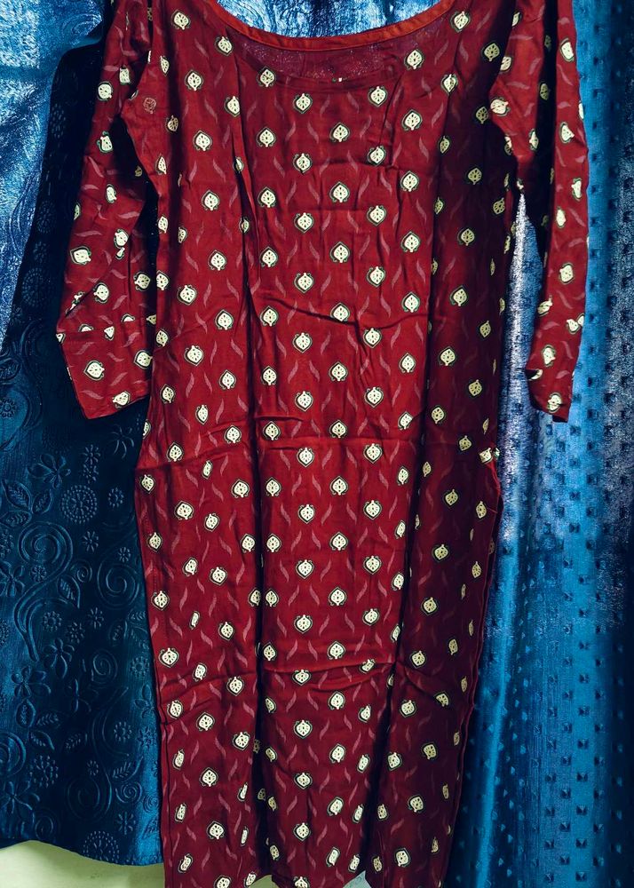 Maroon Printed Kurti