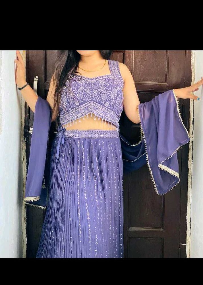 Beautiful Lavender Sequined Lehenga Set