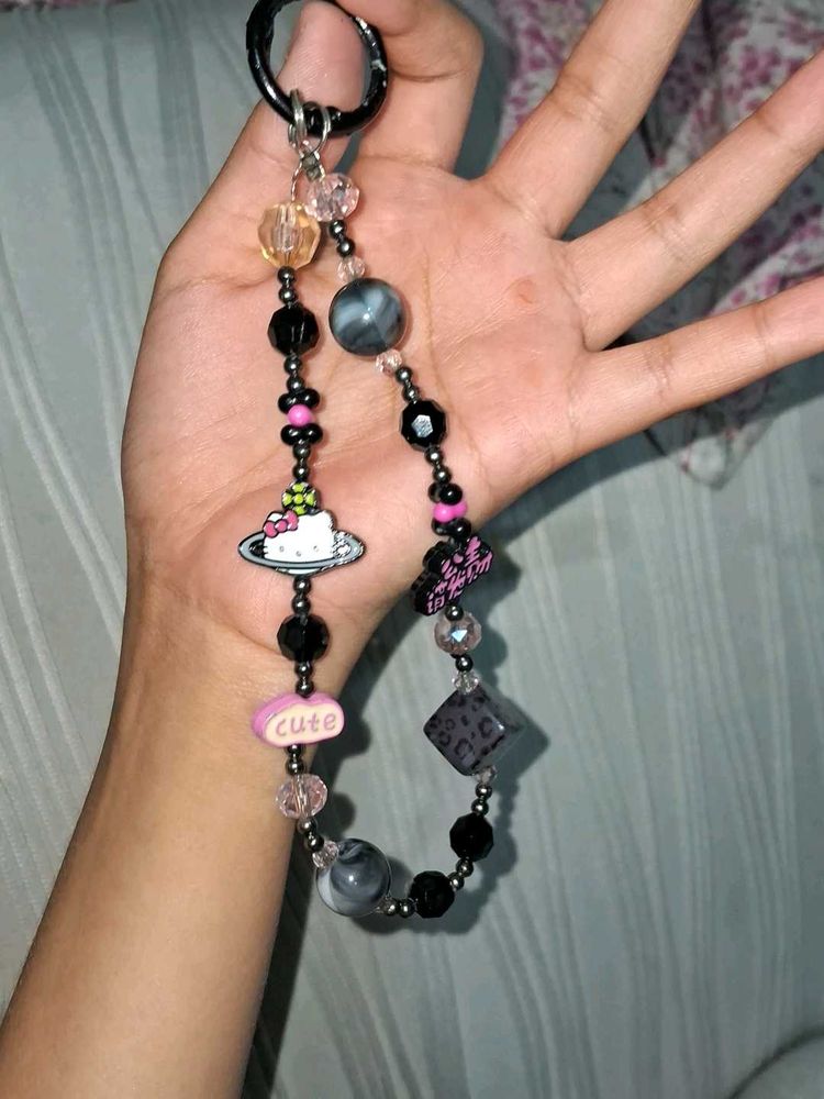 Asthetic cheetah printed Beaded Keychain Charm