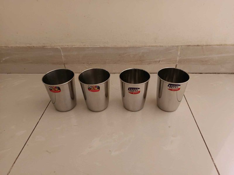 Set of 4 Stainless Steel Glasses