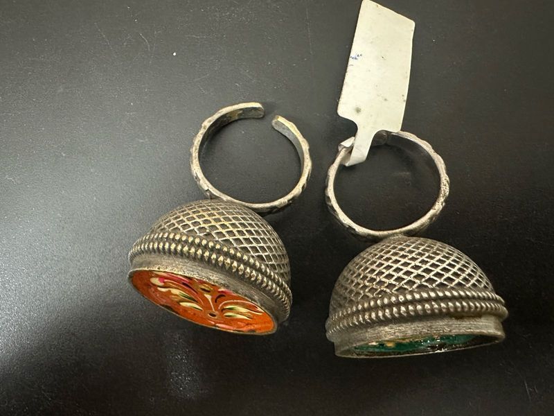 Unique Vintage Silver Tone Dome Rings