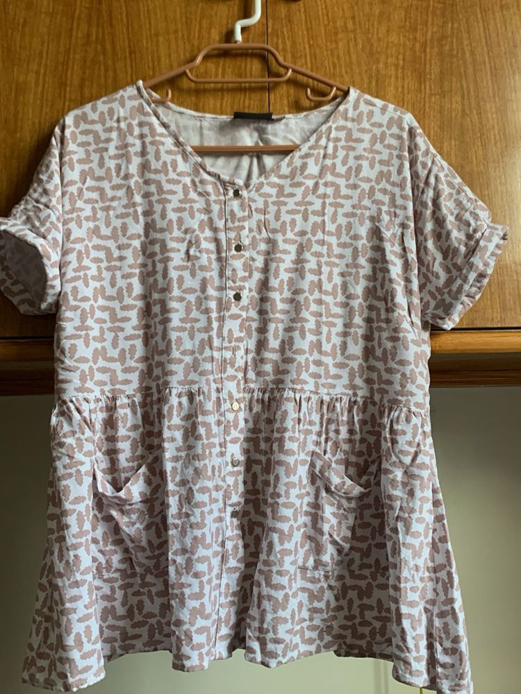 Cute Button-Down Tunic Top