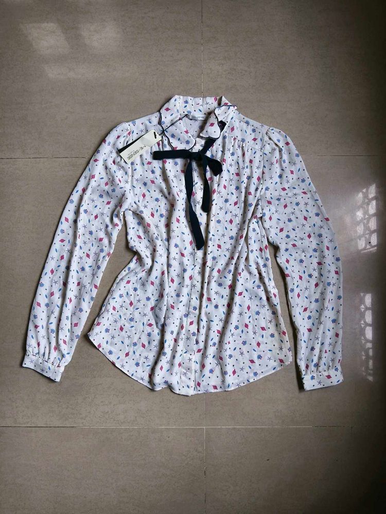 korean Bow Neck Shirt