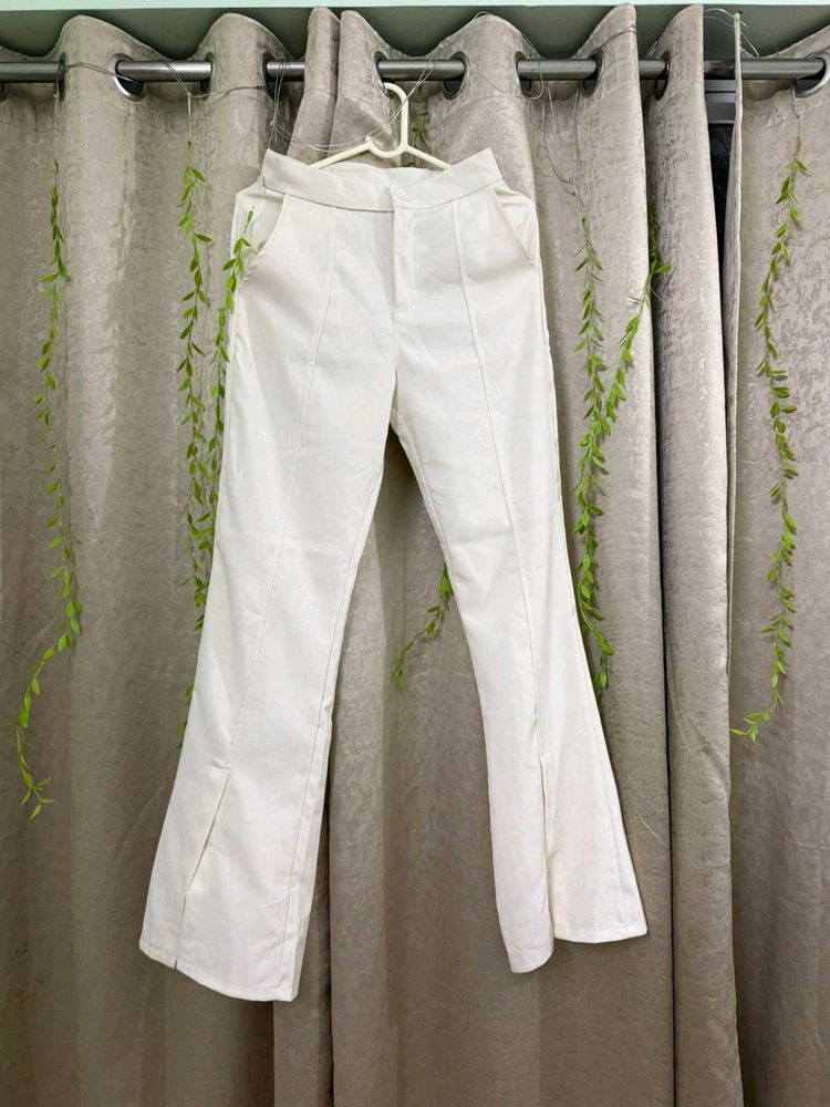 Chic White Split Flare Pants