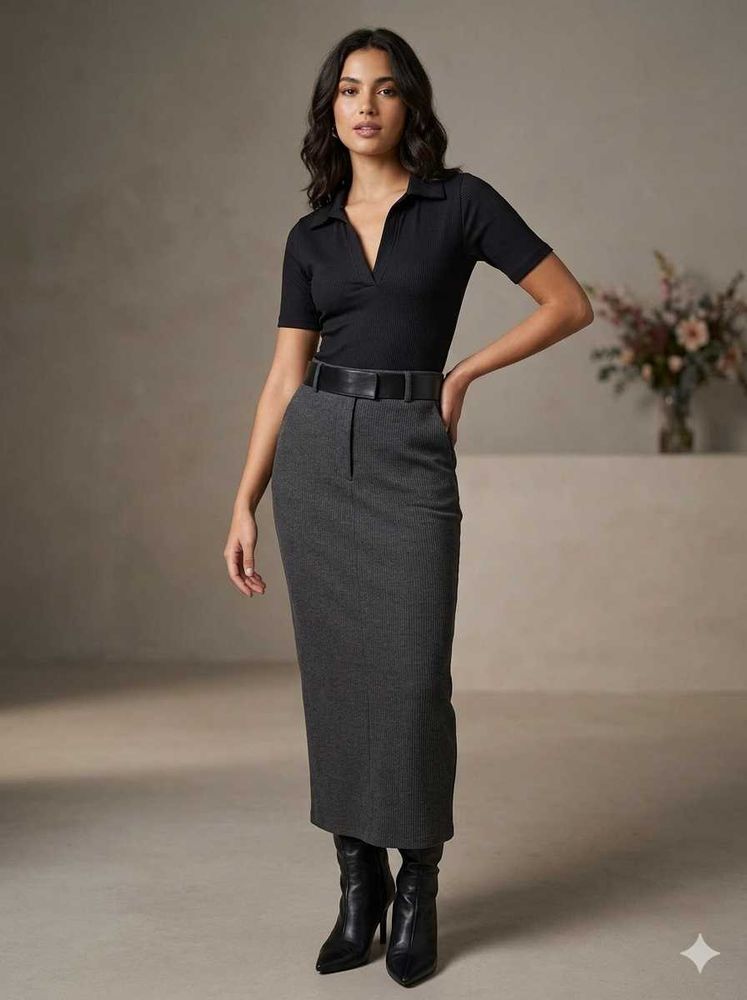 Chic Black Bodysuit With Collar