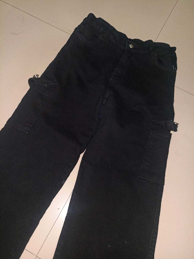 Black Cargo Jeans For Women