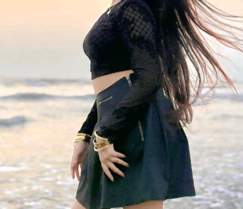 Sheer Black Long Sleeve Crop Top